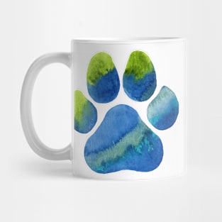 Blue Green Paw Print Mug